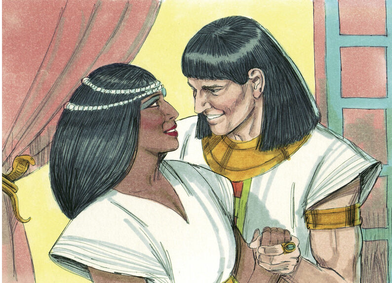 Illustration of Genesis 41:45 - Joseph is given Aseneth to be his wife.